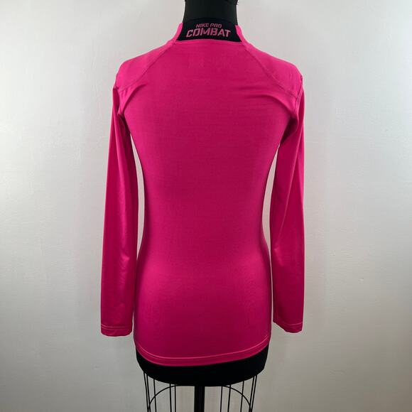 NIKE Pro Combat DRI-Fit Hyperwarm Compression Mock 2.0 Long Sleeve Top Pink S - Picture 5 of 10